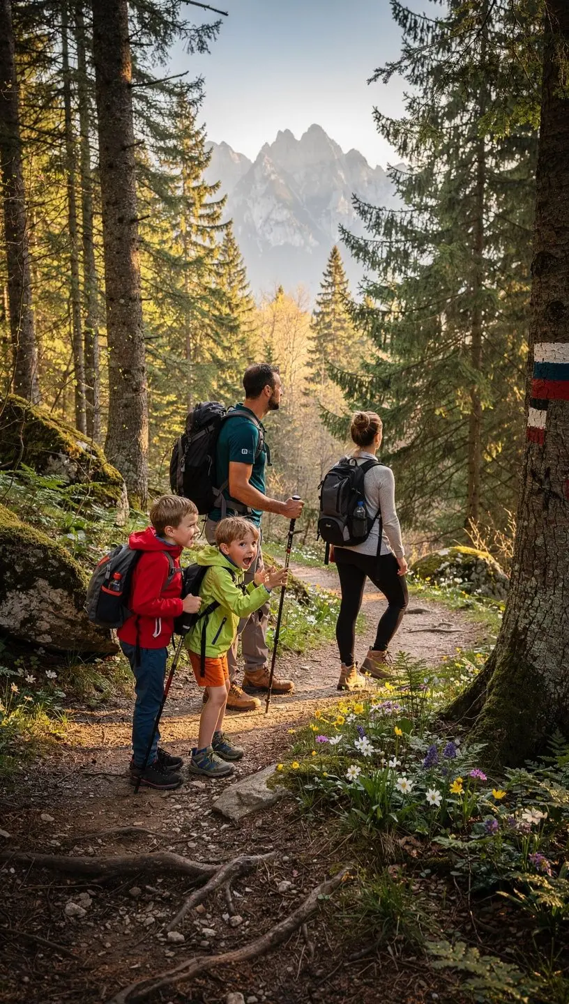 Breathtaking panoramic view of the Malá Fatra mountain range from a scenic overlook at sunset.
